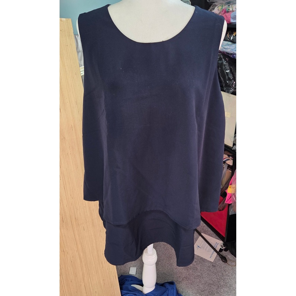 DG2 Size 1X‎ Sleeveless Tunic Top Flowy Layered Casual Comfy Everyday Navy
